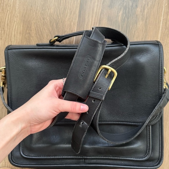 COACH A8C-5181 Black Vintage Colebrook Briefcase Top Handle Crossbody Laptop Bag - Picture 7 of 10